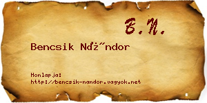 Bencsik Nándor névjegykártya